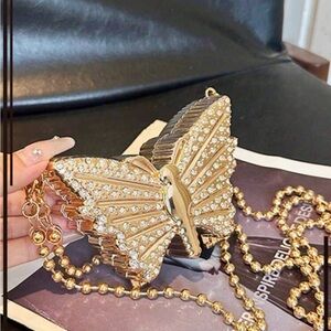 Gold Butterfly Clutch with Rhinestones
